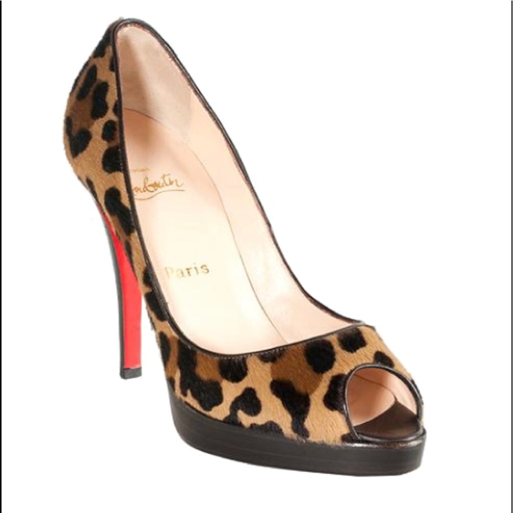 Christian Louboutin Leopard Peep Toe Pumps 40